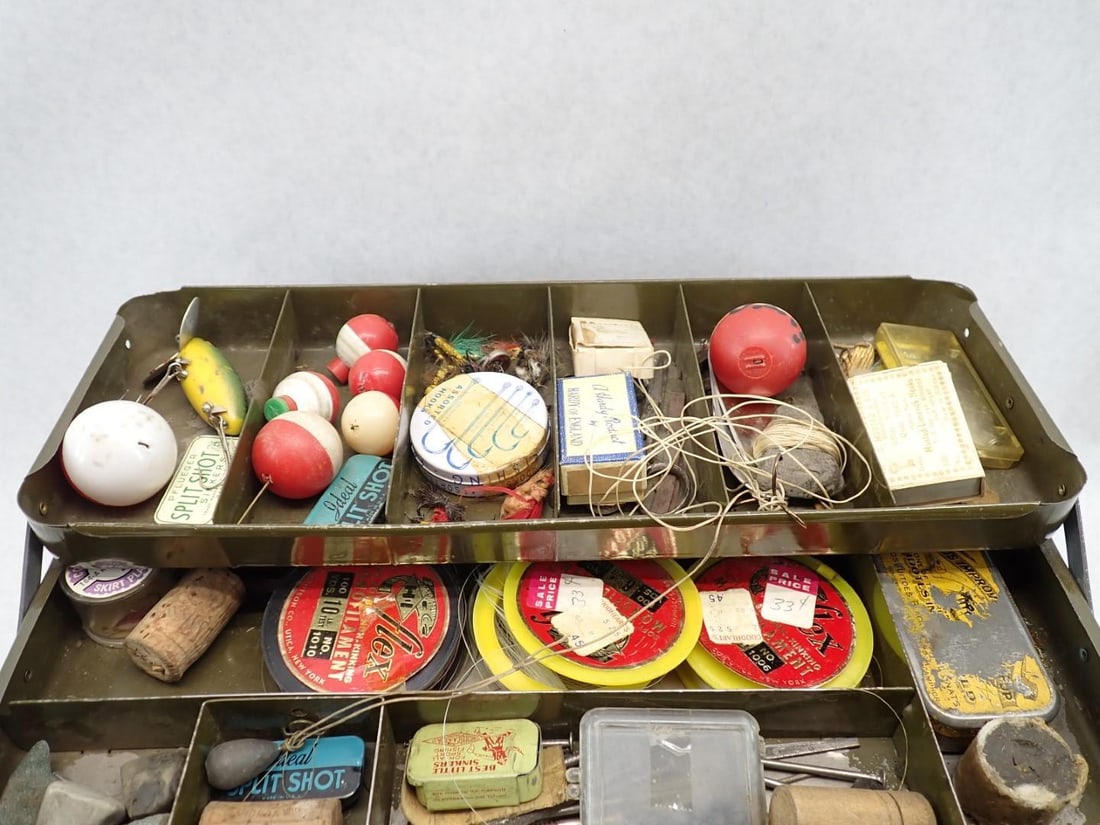 Vintage Fishing Tackle Box and Contents - 2