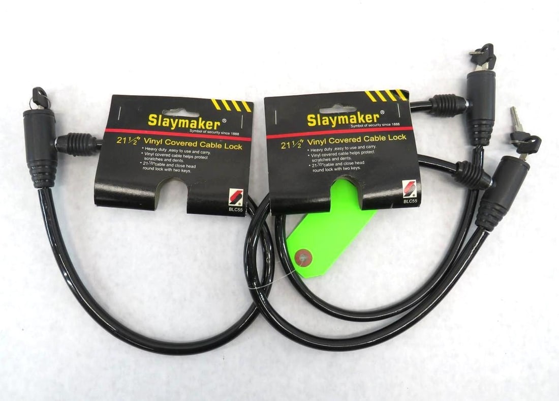 (3) Slaymaker 21 1/2" Vinyl Covered Cable Locs: (3) Slaymaker 21 1/2" Vinyl Covered Cable Locs