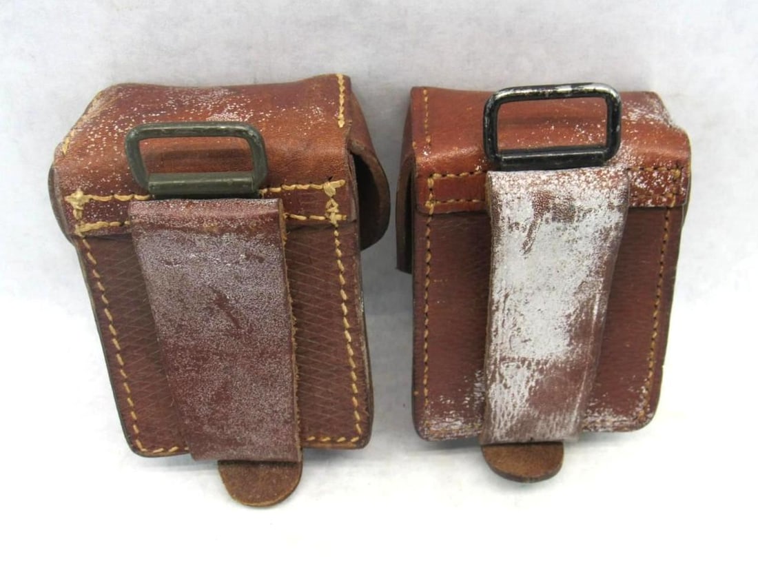 (2) Vintage West German Leather Cartridge Cases - 2
