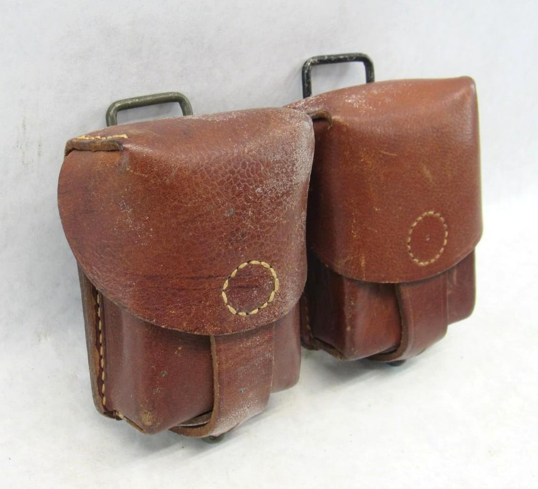 (2) Vintage West German Leather Cartridge Cases - 3
