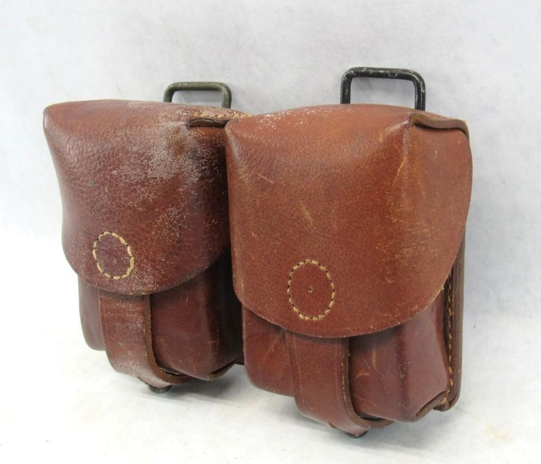 (2) Vintage West German Leather Cartridge Cases - 4