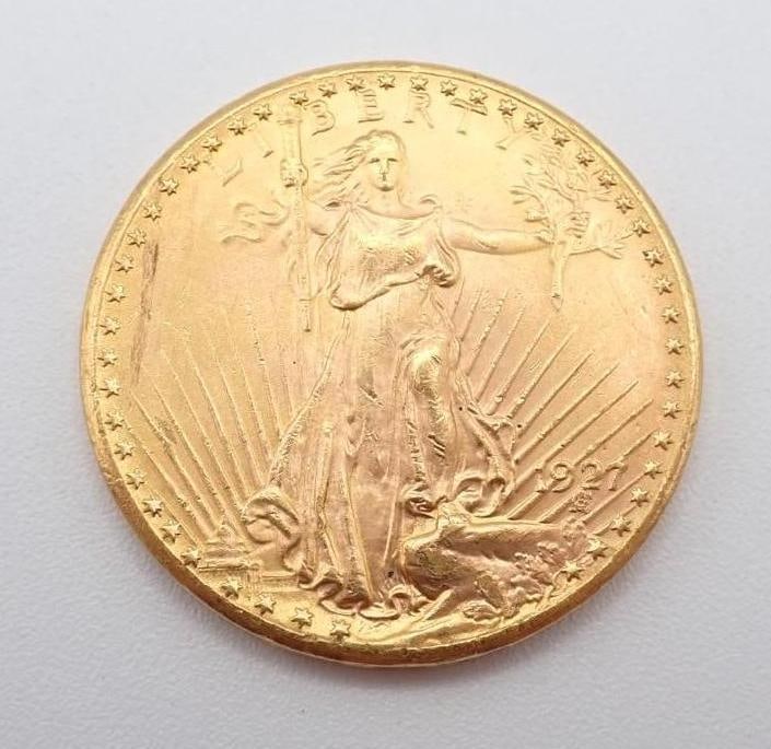1927 U.S. Saint-Gaudens Gold Double Eagle: $20.00