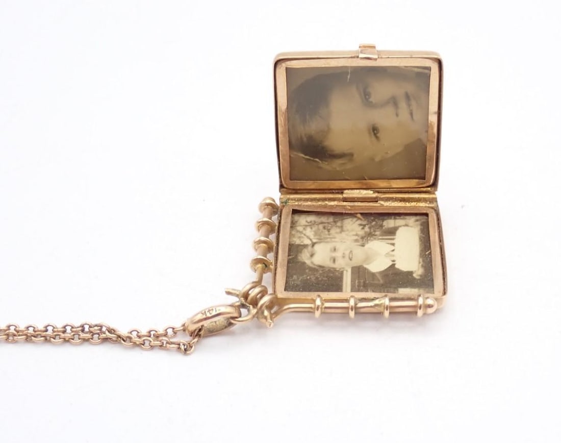 Victorian 14K Yellow Gold Locket on 18" 14K Rose Gold Chain - 4