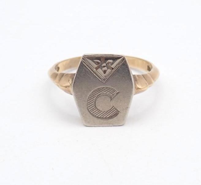 Victorian 10K Yellow and White Gold Ring - 2