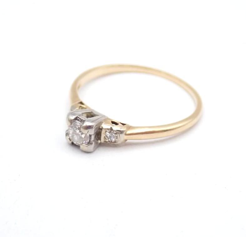 14K Yellow and White Gold and Diamond Ring - 2