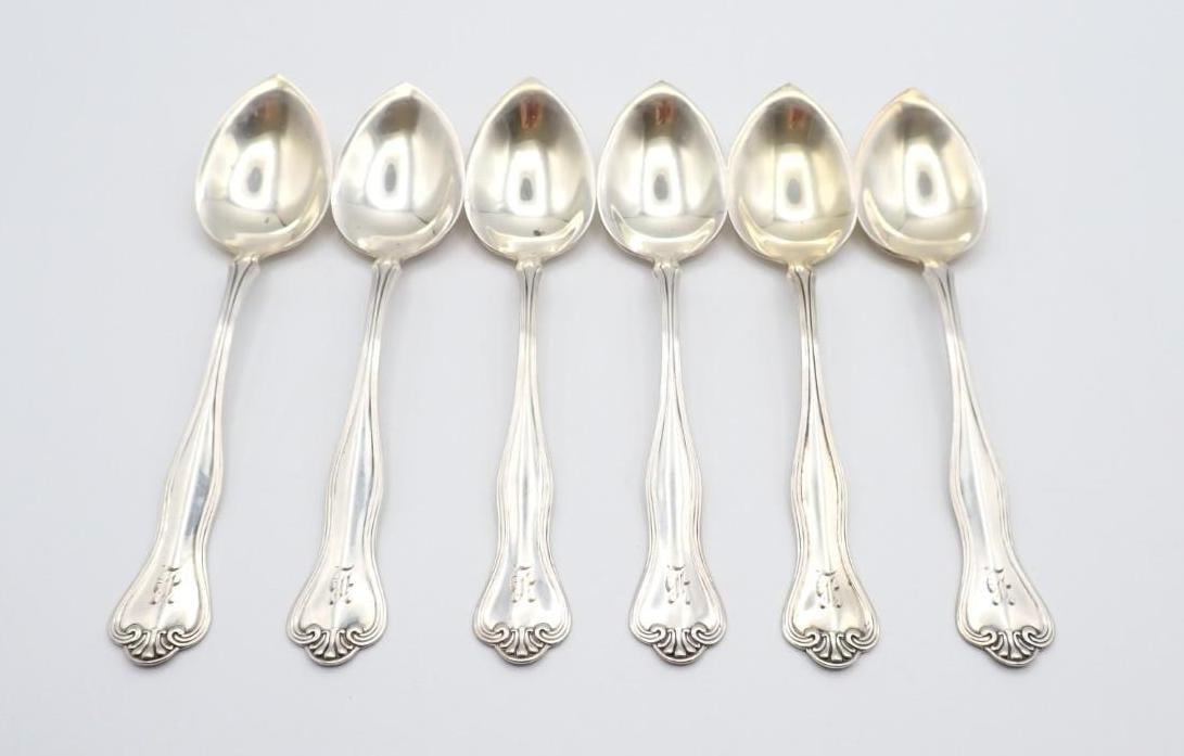 Set of (6) Watrous Mfg. Co. Sterling Silver Ice Cream Spoons - 2