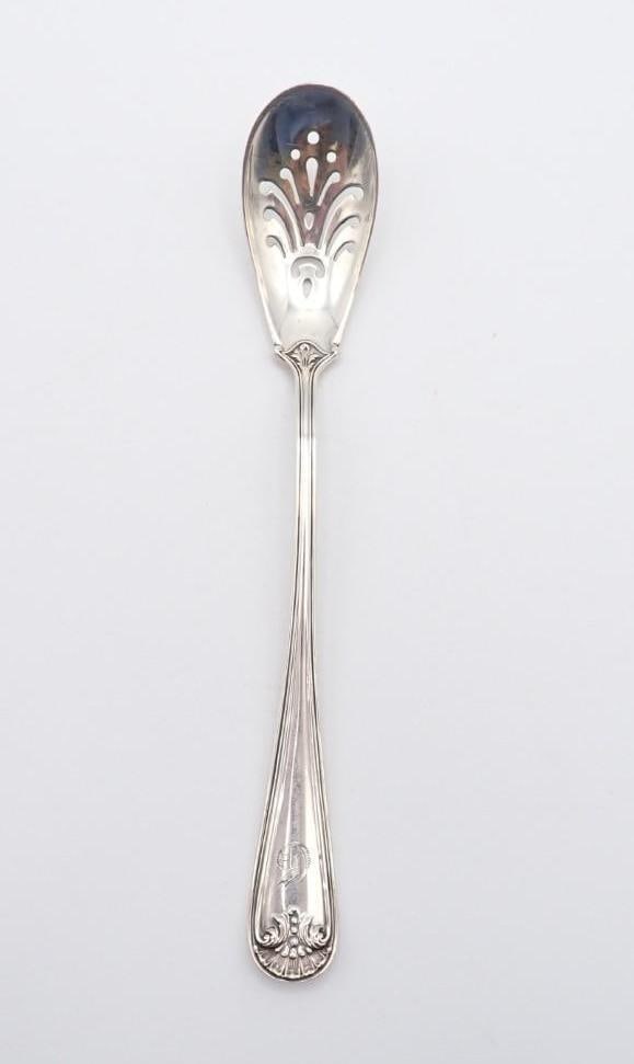 Mechanics Silver Co. Sterling Silver Olive Spoon: 5.75" in length, monogrammed, 17.5 grams