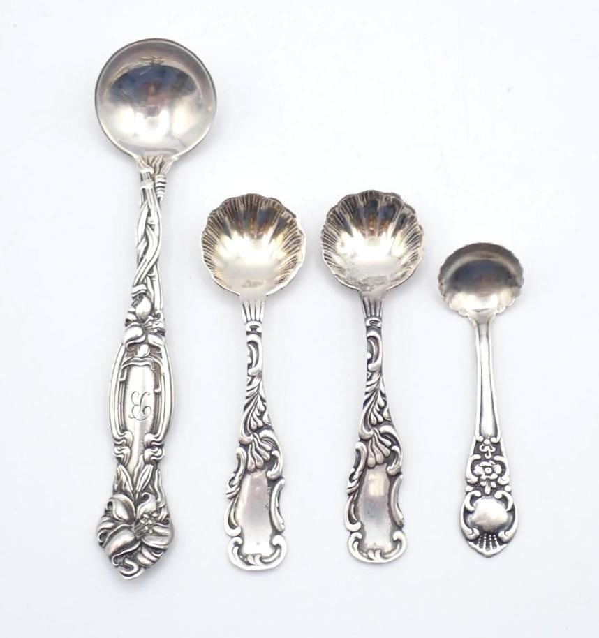 (4) Sterling Silver Salt Spoon: the largest being 3.25" in length, 15.6 grams