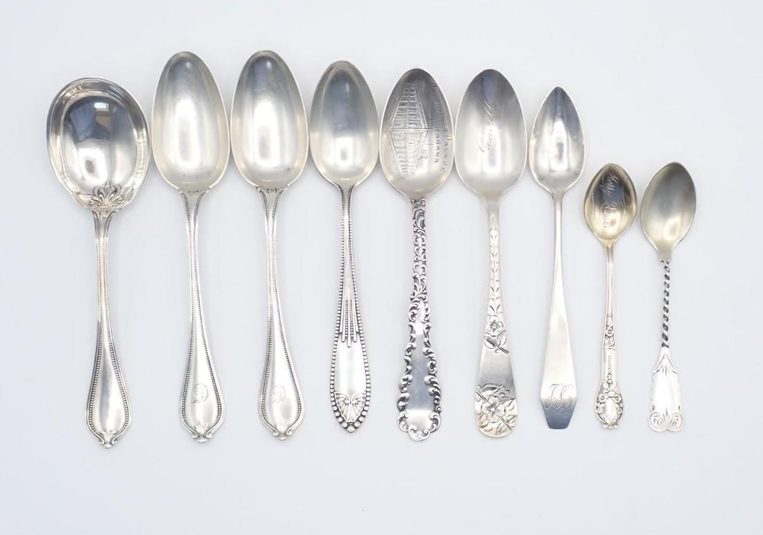 (9) Sterling Silver Spoons: 151.6 grams