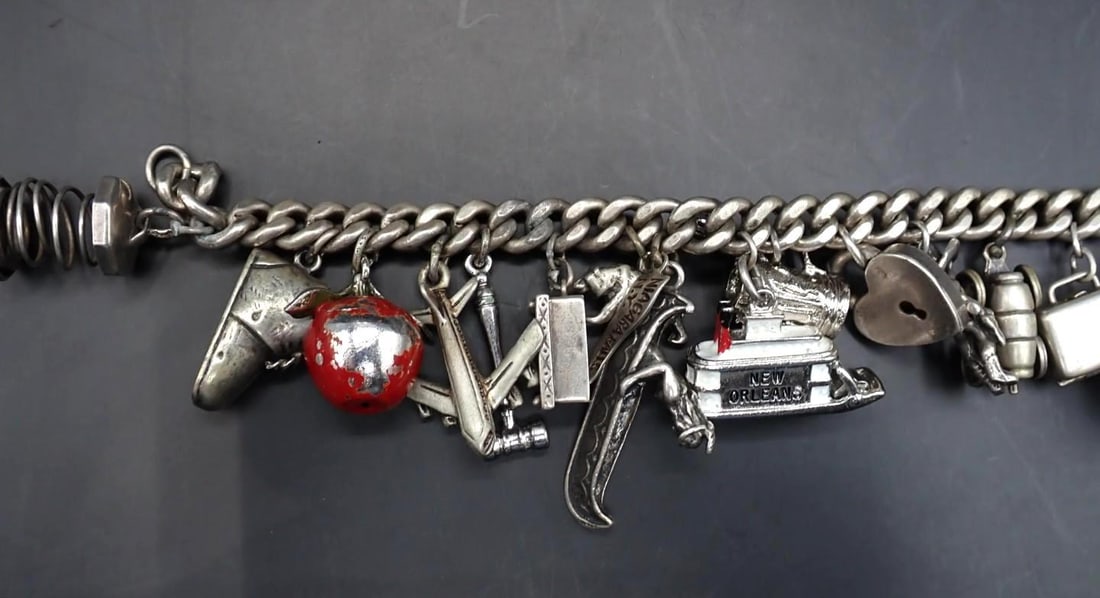 Sterling Silver Charm Bracelet with (23) Charms - 2