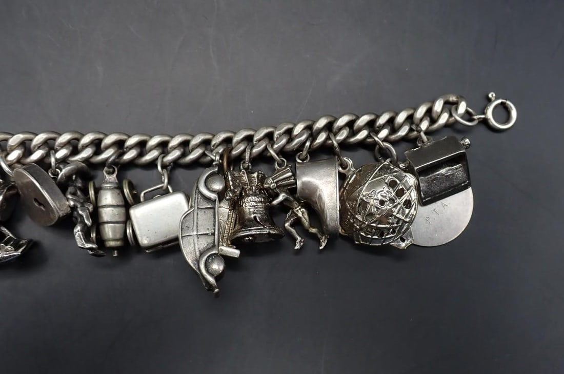 Sterling Silver Charm Bracelet with (23) Charms - 4