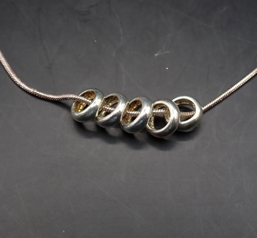 Sterling Silver Hoops Necklace - 3