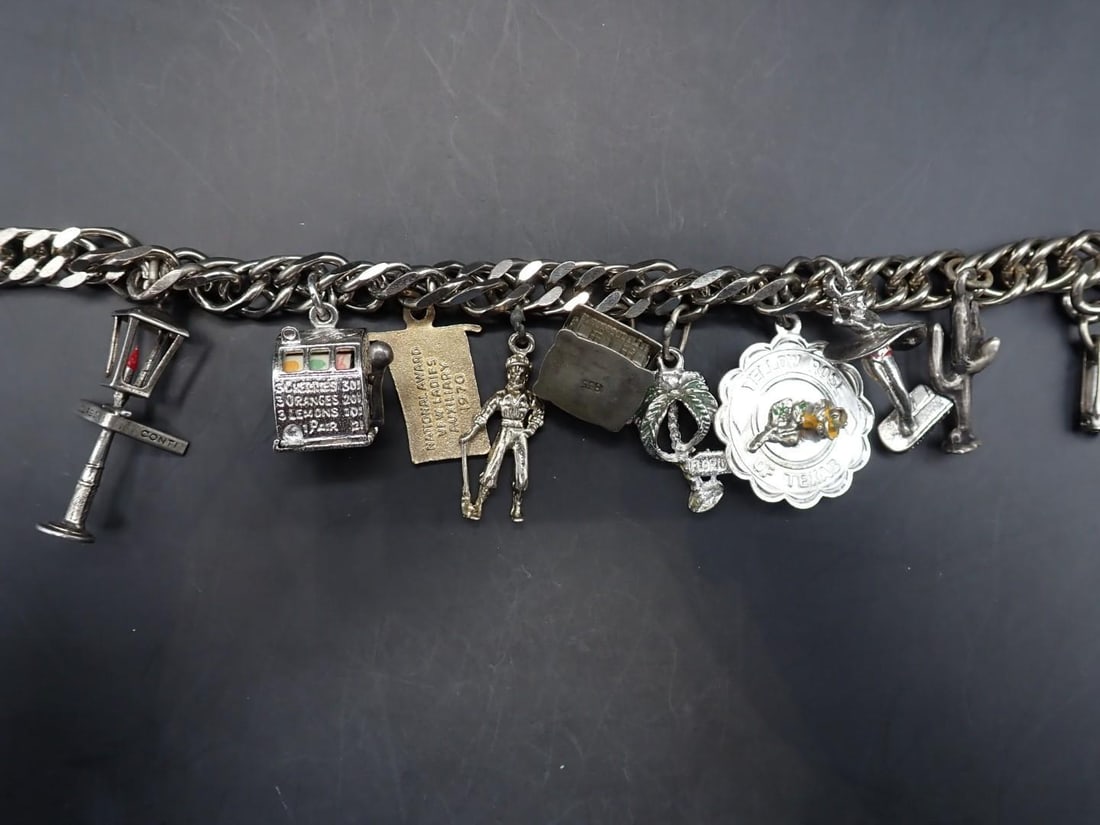 Bracelet & (9) Silver Charms - 4
