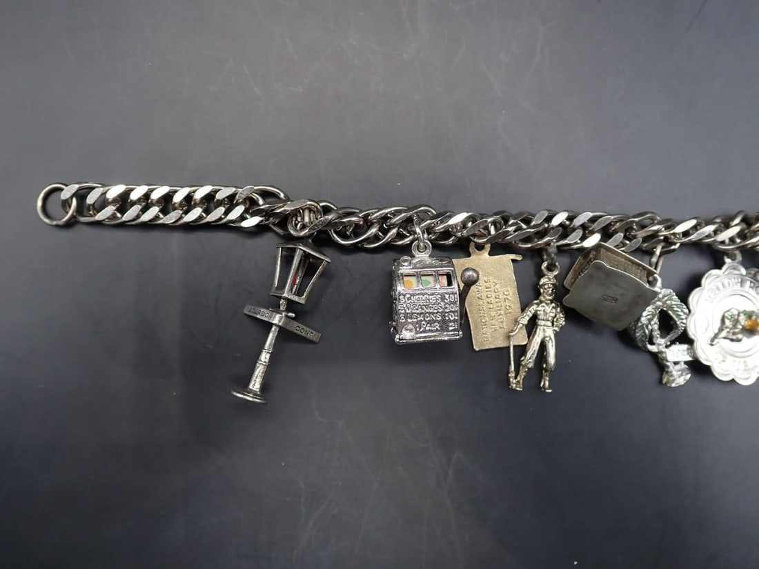 Bracelet & (9) Silver Charms - 5