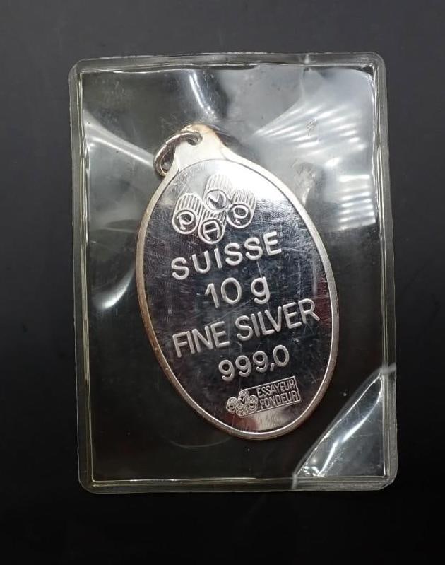 Suisse 10 Gram .999 Silver Ingot Pendant - 2