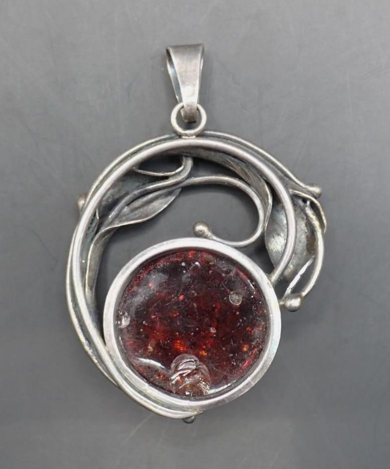 Sterling Silver and Amber Pendant - 2