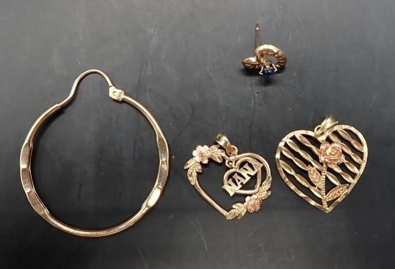 (4) 10K Yellow Gold Jewelry Articles: 2.27 grams total weight