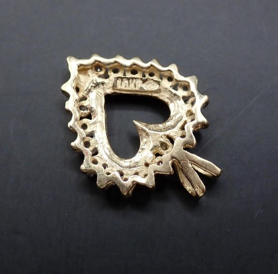 10K Yellow Gold and Diamond Heart Pendant - 3