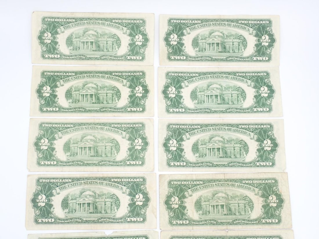 (12) U.S. $2.00 Red Seal United States Notes - 10