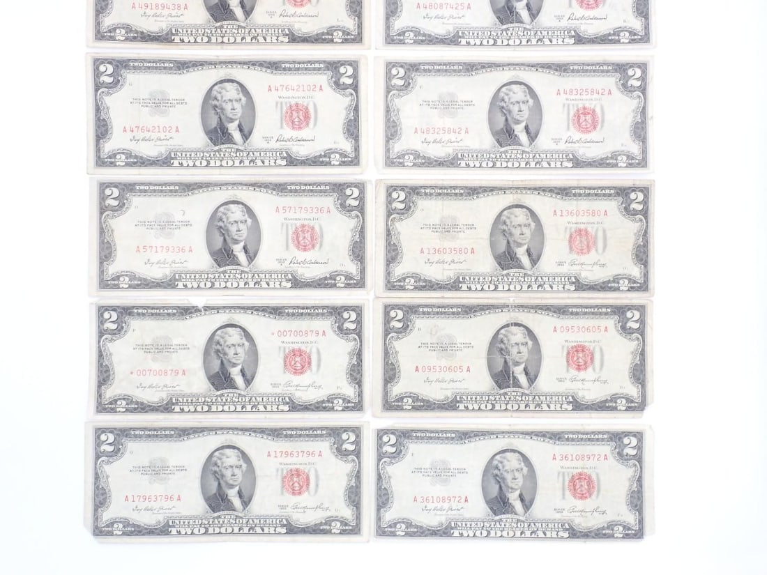 (12) U.S. $2.00 Red Seal United States Notes - 5