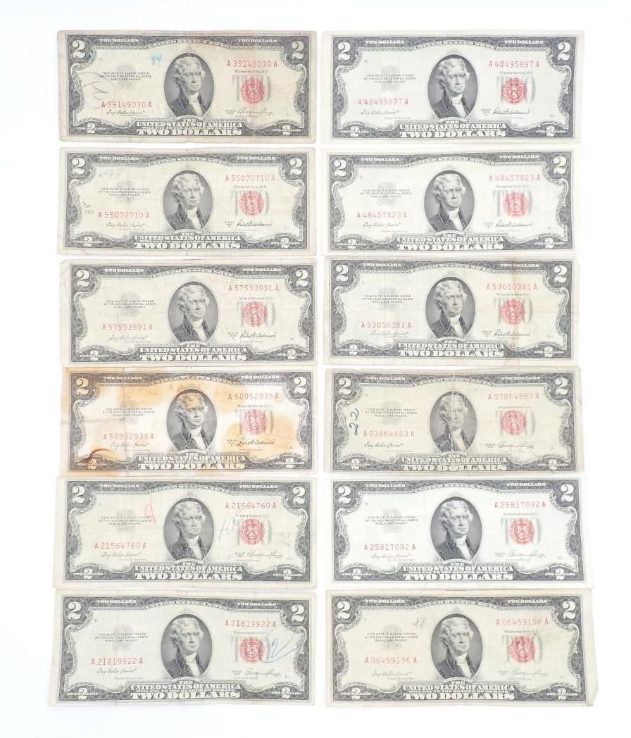 (12) U.S. $2.00 Red Seal United States Notes - 2