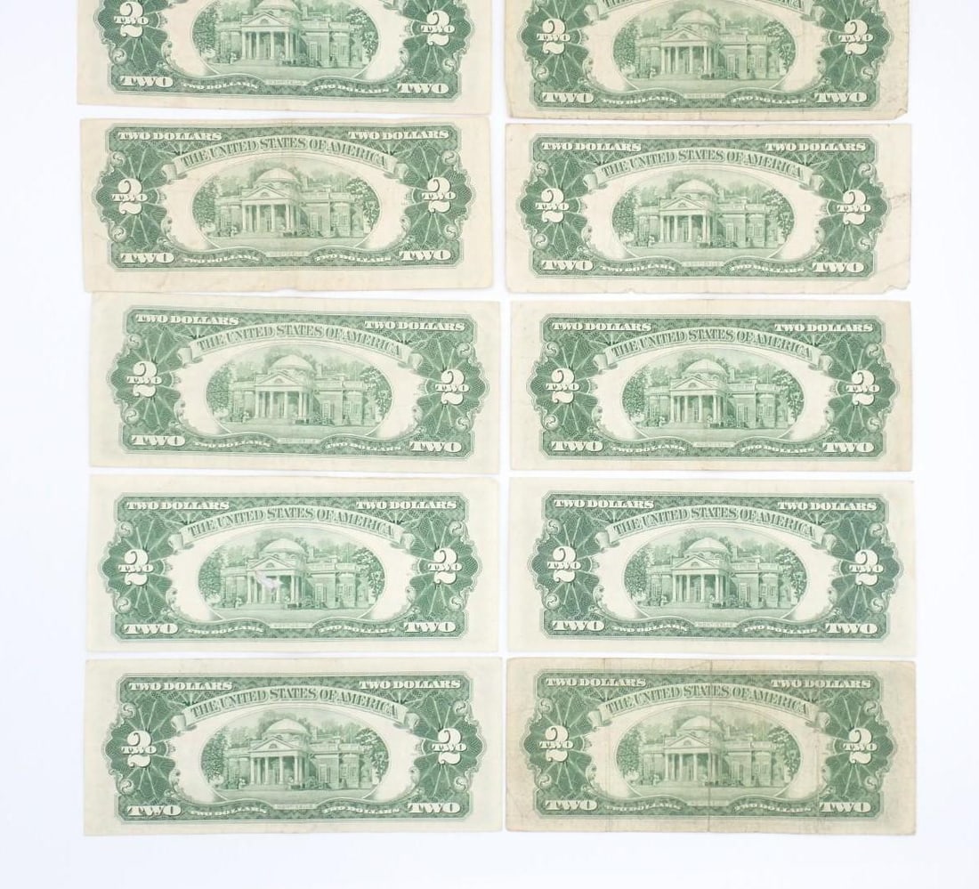 (12) U.S. $2.00 Red Seal United States Notes - 8