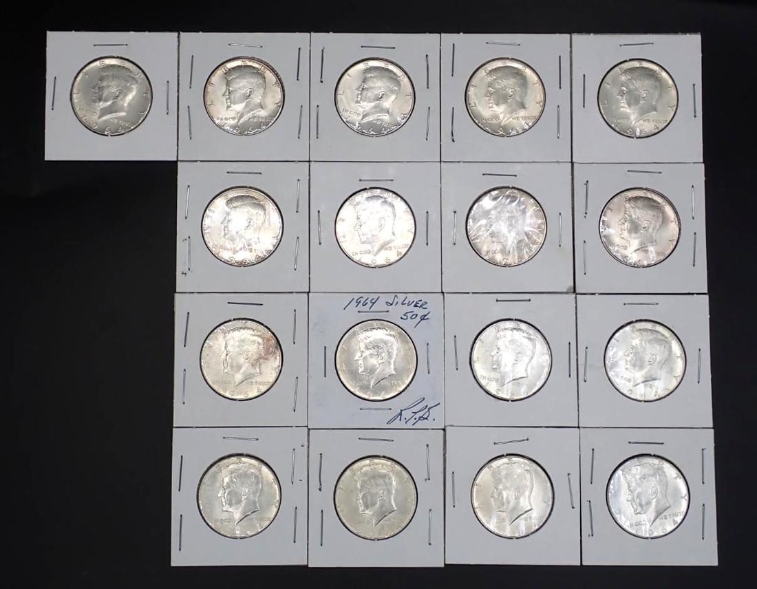 (17) Silver U.S. Kennedy Half Dollars - 2
