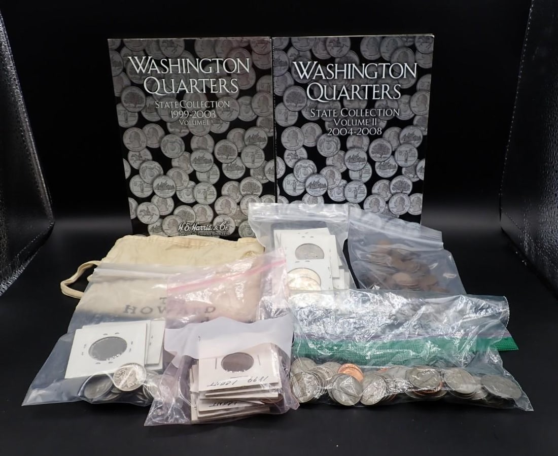 U.S. Coin Lot: incl.: (5) Eisenhower $1, (1 silver 1971-S); (8) silver clad Kennedy half dollars; (3) 1979 SBA $1; (53) pc. state quarter collection; Liberty Head & Buffalo Nickels; (8) Indian Head Cents; Wheat