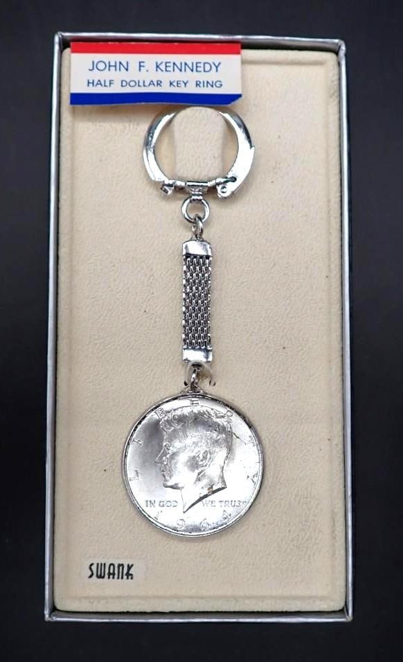 Swank 1964 Kennedy Silver Half Dollar Key Ring: Swank 1964 Kennedy Silver Half Dollar Key Ring