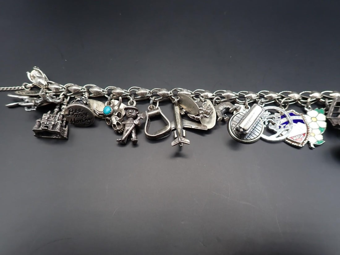 Sterling Silver Charm Bracelet with (18) Charms - 5