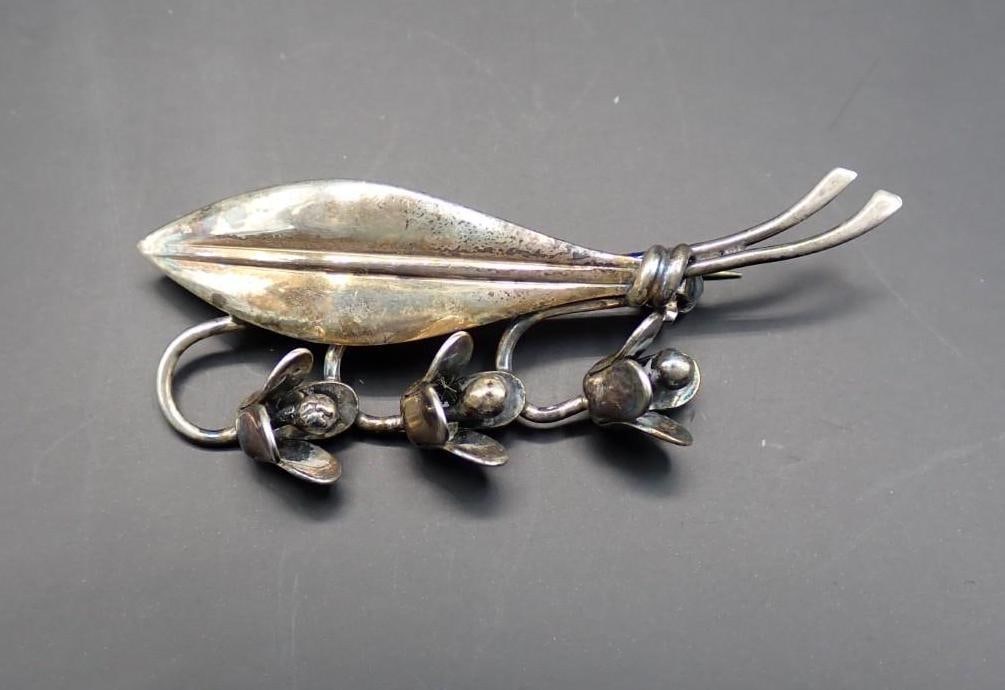 Sterling Silver Lily of the Valley Brooch - 2