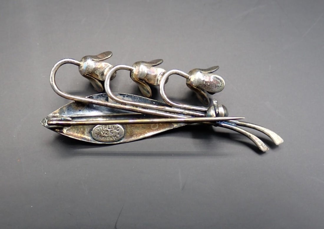 Sterling Silver Lily of the Valley Brooch - 3