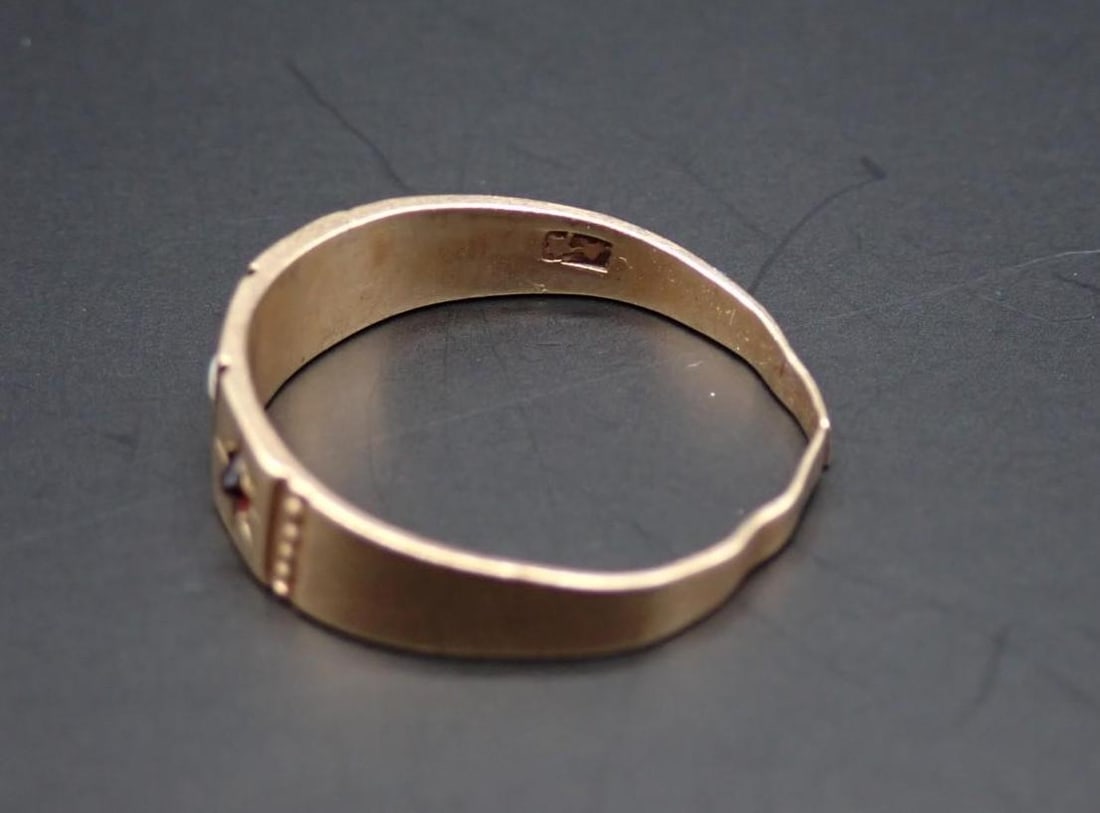 14K Rose Gold, Ruby and Pearl Victorian Ring - 4