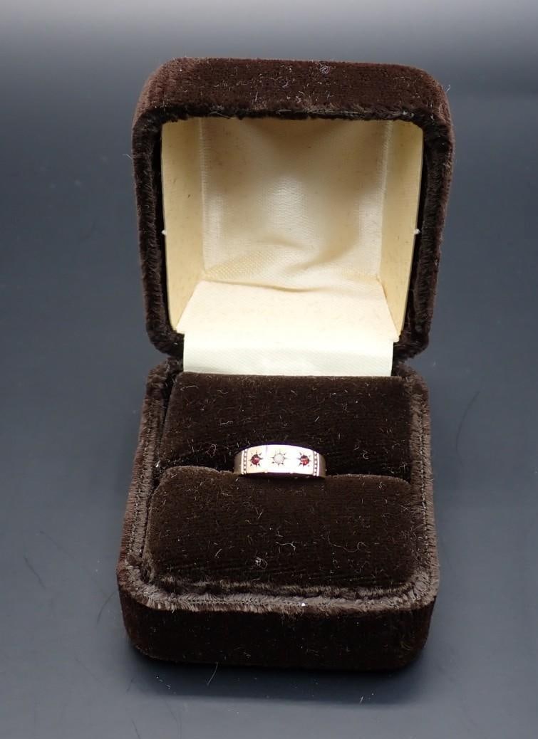 14K Rose Gold, Ruby and Pearl Victorian Ring - 5