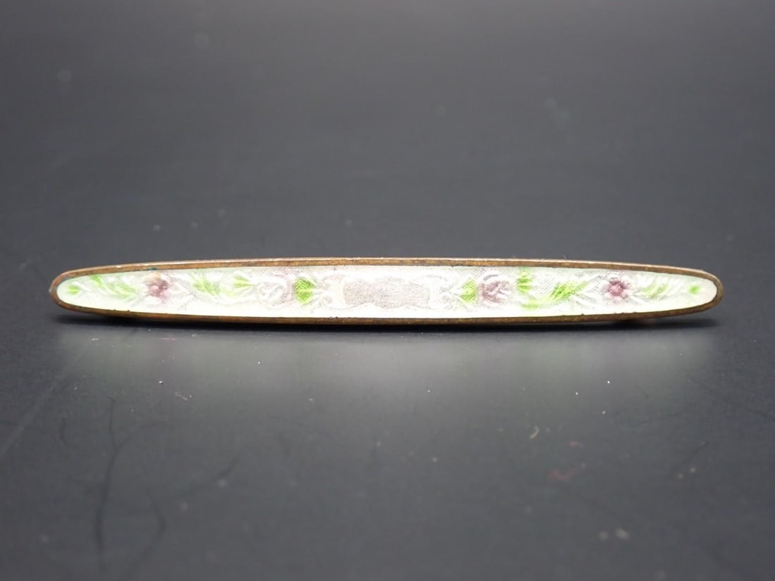 (2) Enamel Bar Pins & Painted MOP Cufflinks - 9