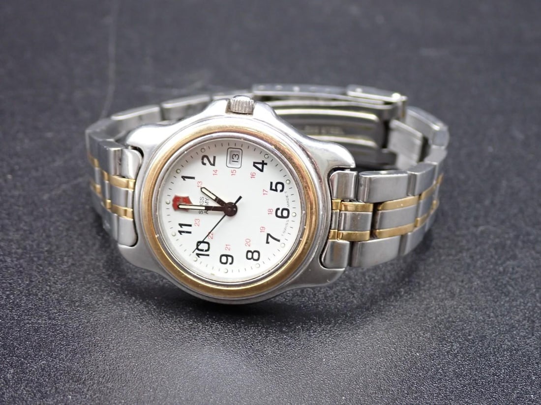 Ladies Two-Tone Swiss Army Wrist Watch: 30mm in diameter