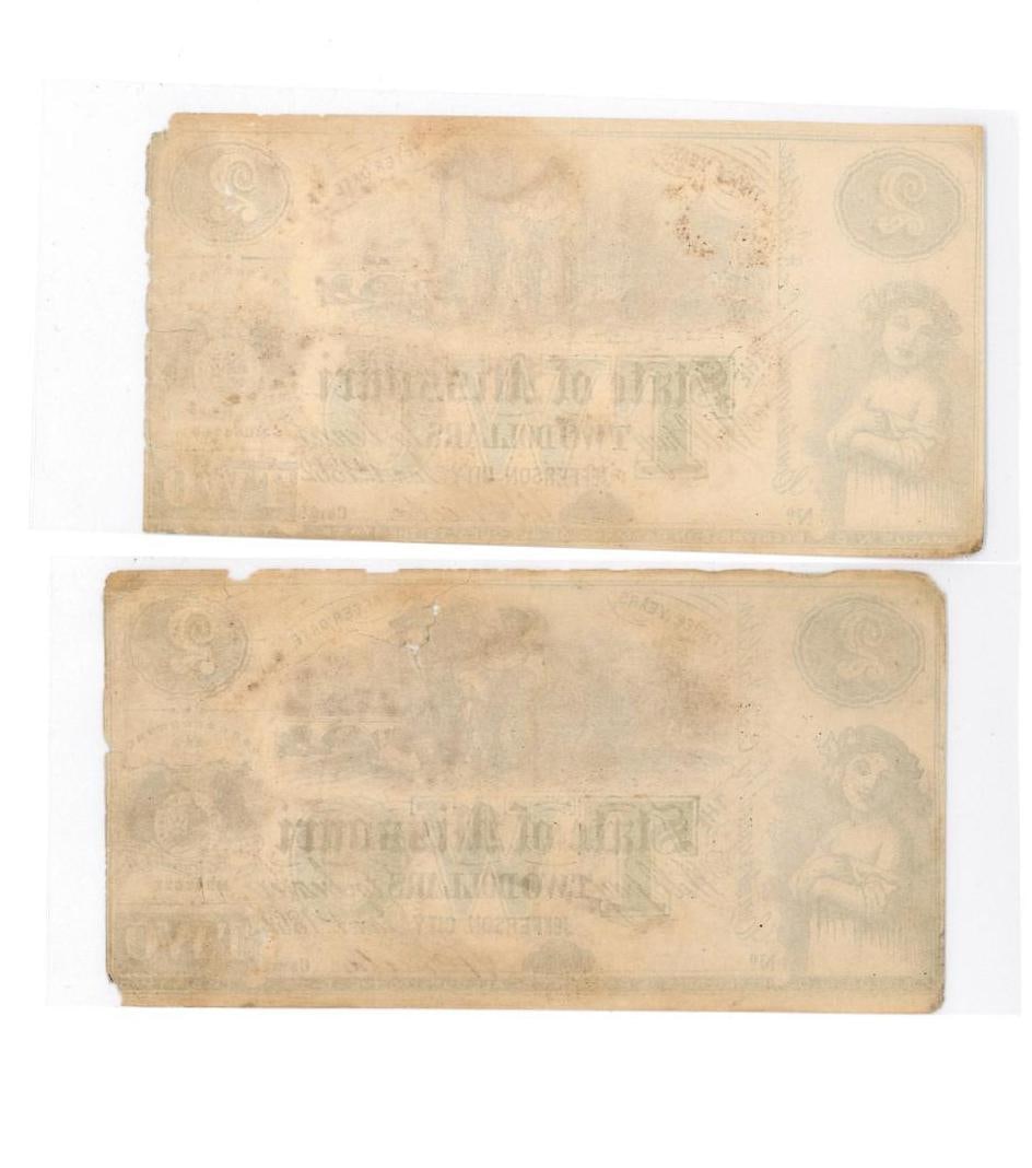 (2) 1862 Missouri $2 Civil War Currency - 2