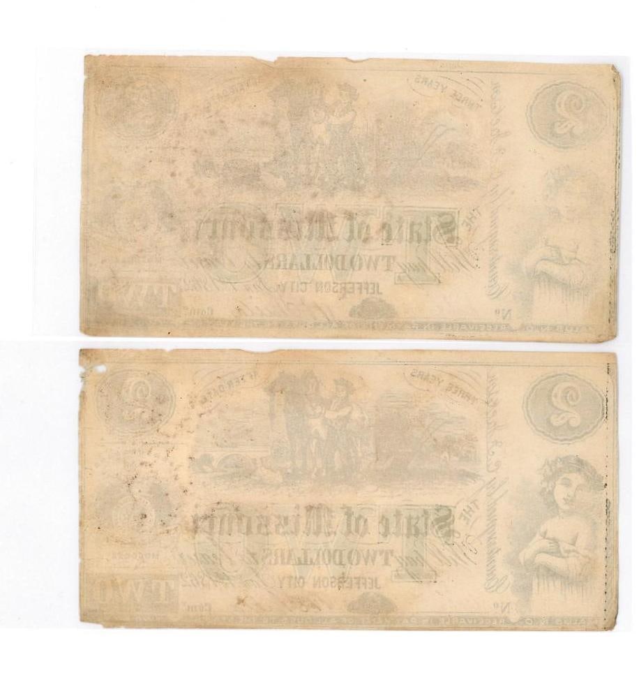(2) 1862 Missouri $2 Civil War Currency - 2