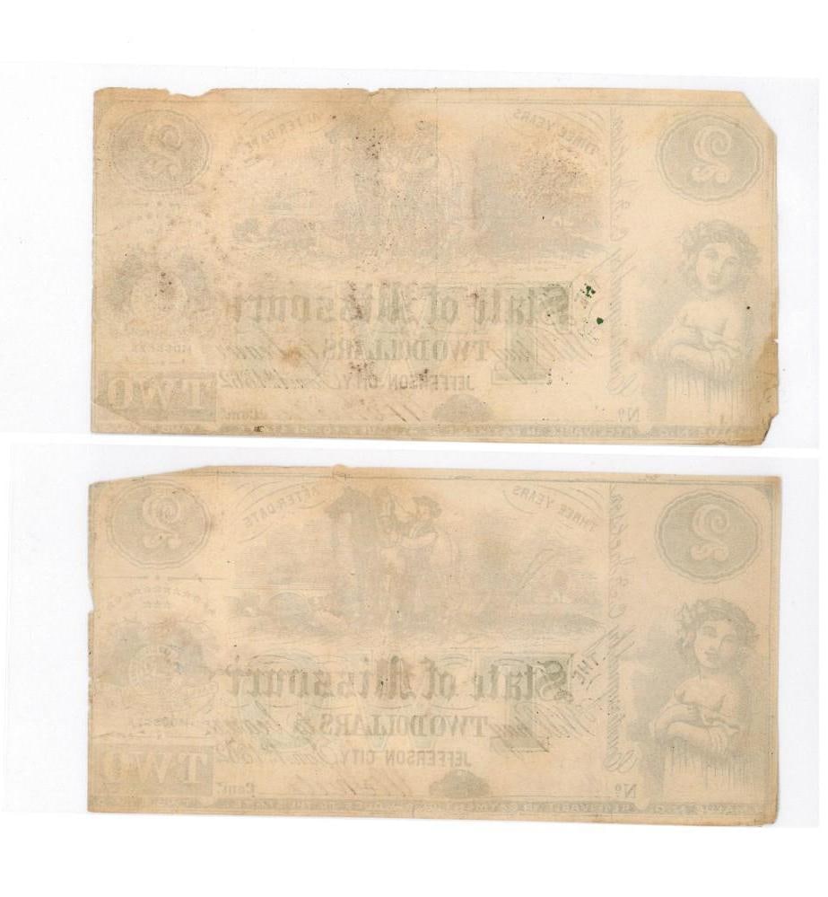 (2) 1862 Missouri $2 Civil War Currency - 2