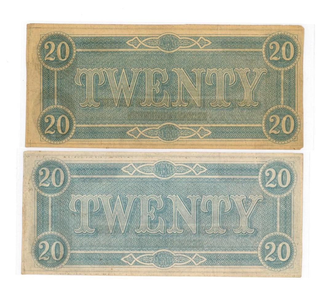 (2) 1864 Richmond $20 Confederate Currency - 2