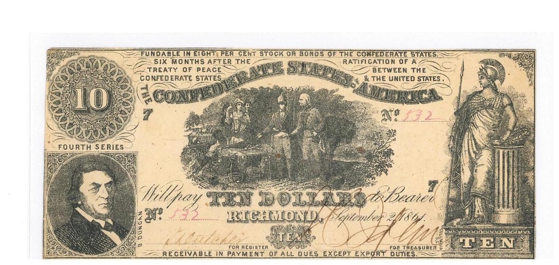 1861 Richmond $10 Confederate Currency (1 of 2)