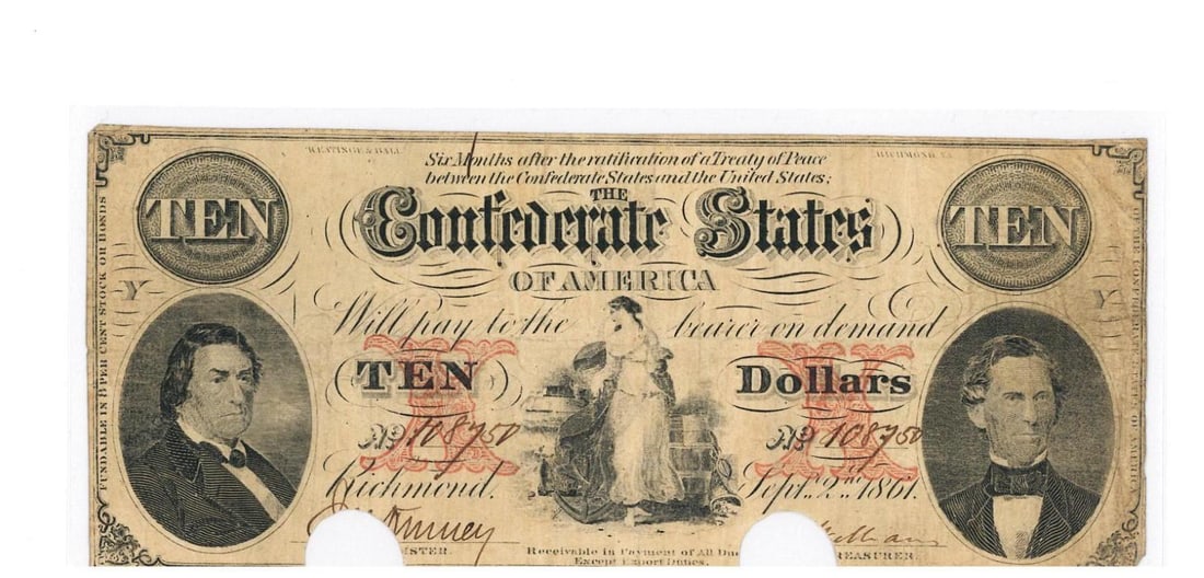 1861 $10 Confederate Currency (1 of 2)