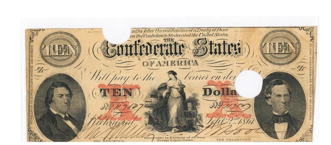 1861 $10 Confederate Currency (1 of 2)