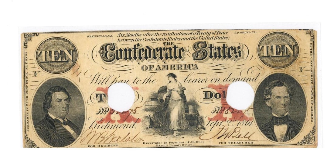 1861 $10 Confederate Currency (1 of 2)
