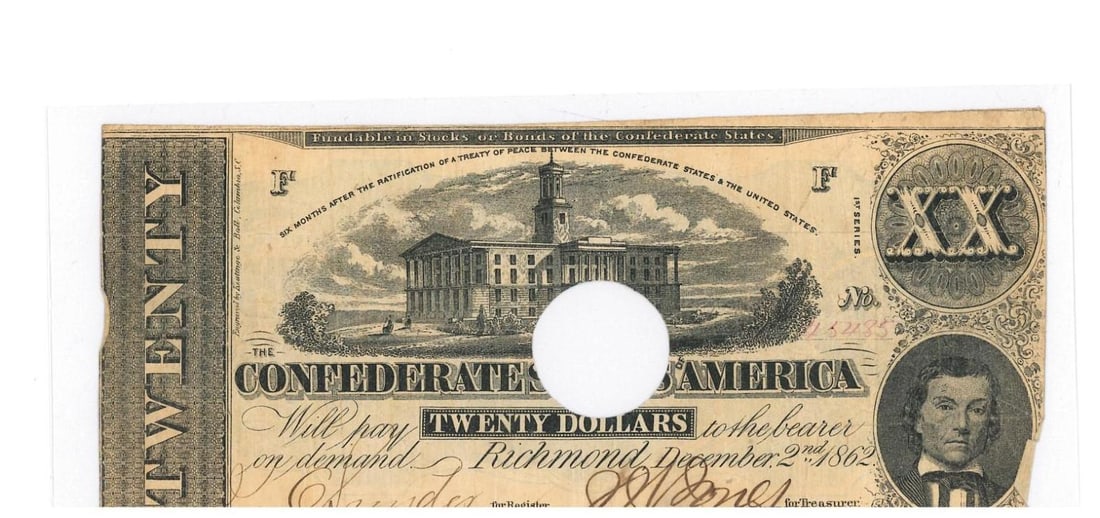 1862 Richmond $20 Confederate Currency (1 of 2)