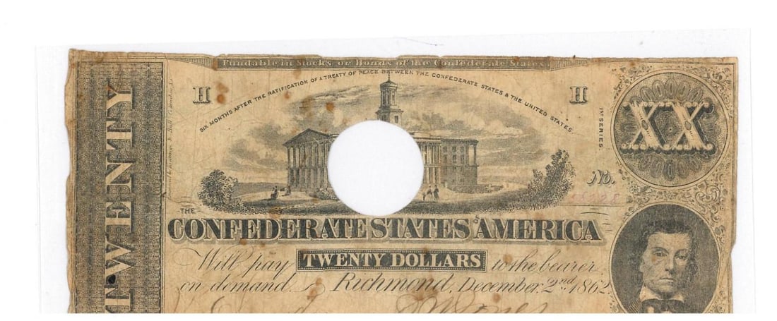 1862 Richmond $20 Confederate Currency (1 of 2)