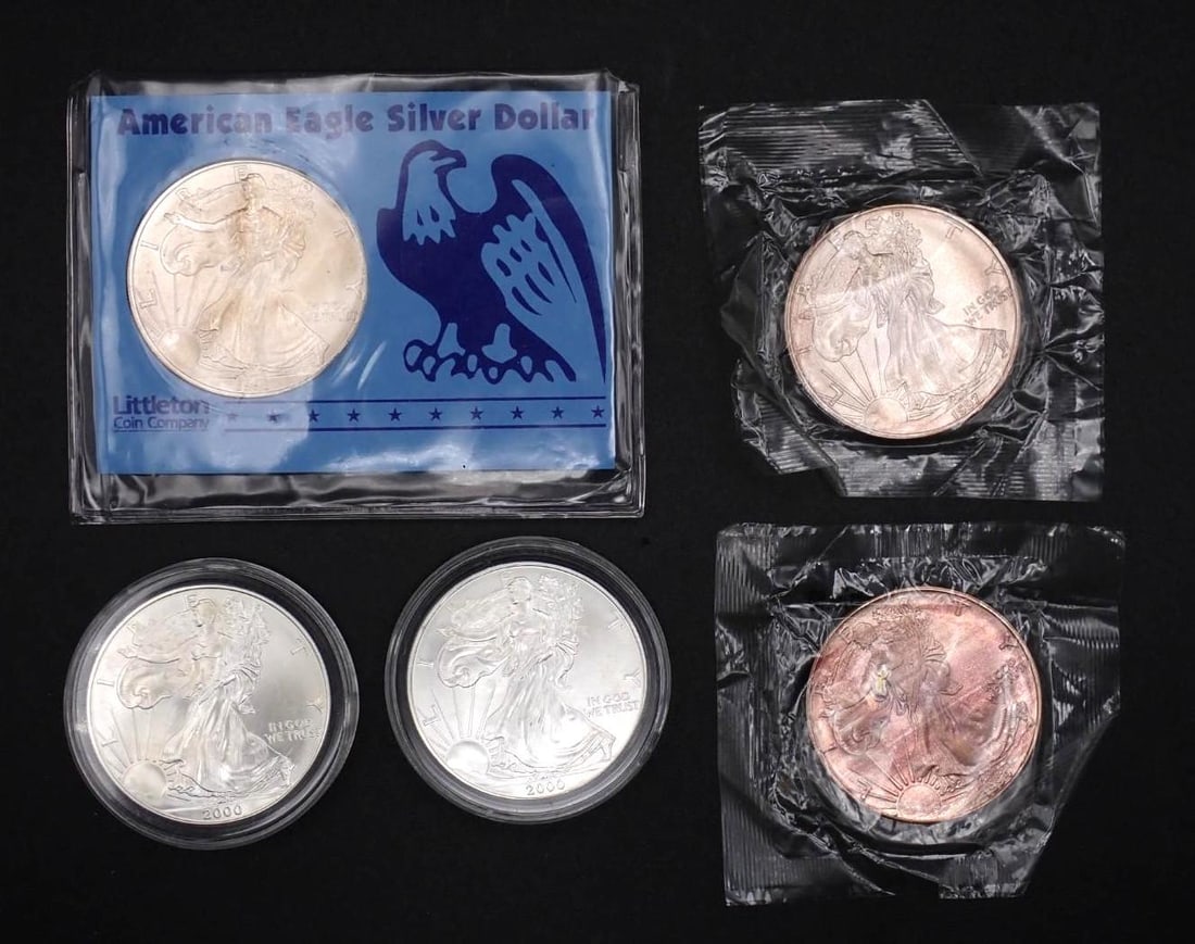 (5) U.S. Silver Eagle 1 Oz. Coins - 2