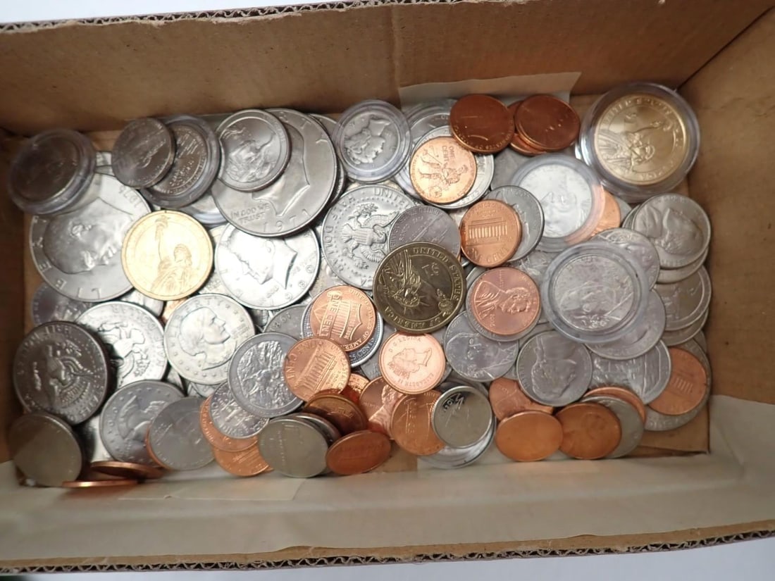 Coin & Currency Lot: mostly U.S.; a couple of silver piece in the mix