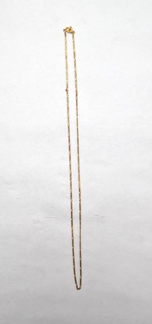 14K Yellow Gold Necklace: 1.4mm links, 18" in length, 2.25 grams