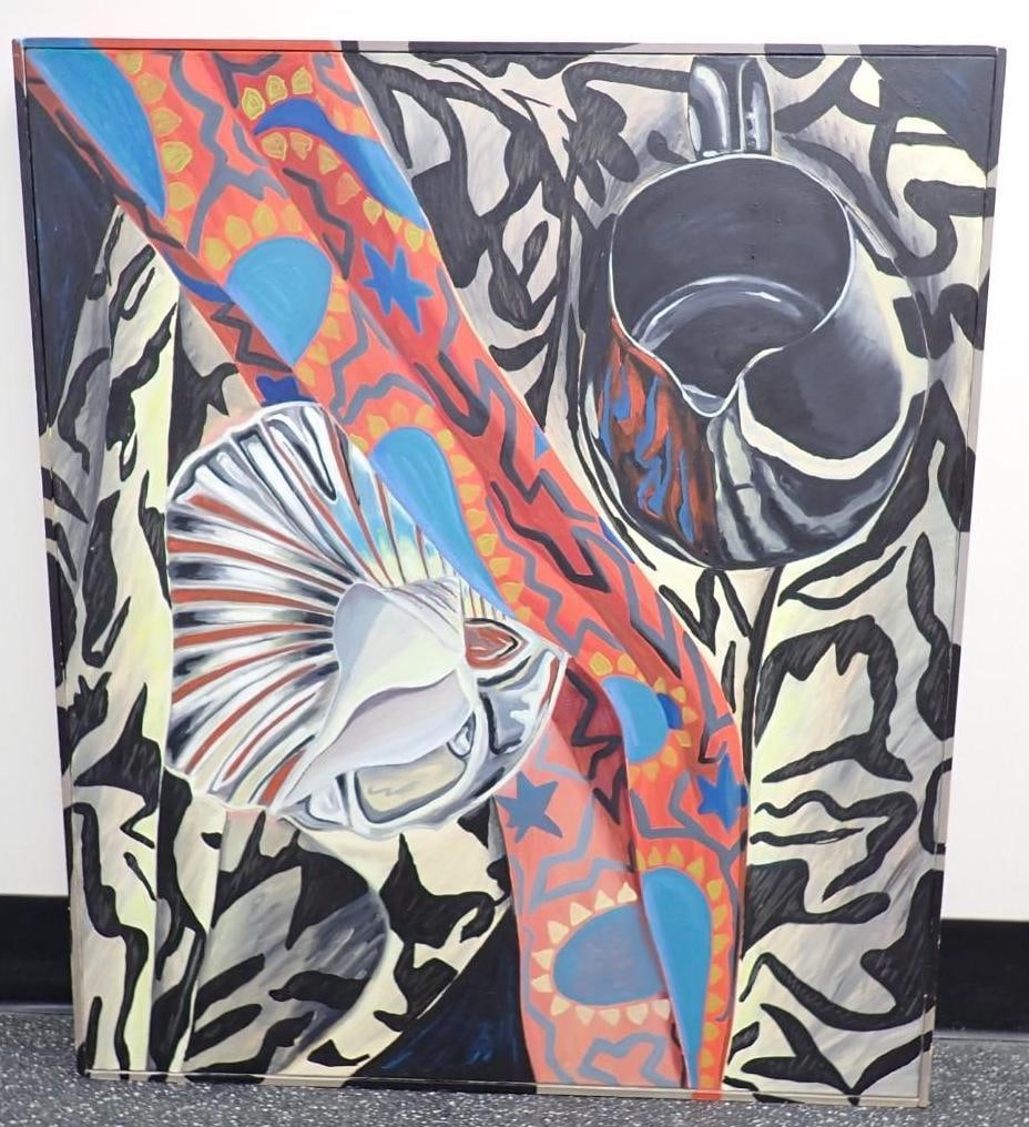 Carolyn Shattuck Oil on Canvas Painting "Separation II": 43" x 37", titled and signed en verso. Carolyn Shattuck is a Vermont artist and works in multiple mediums.